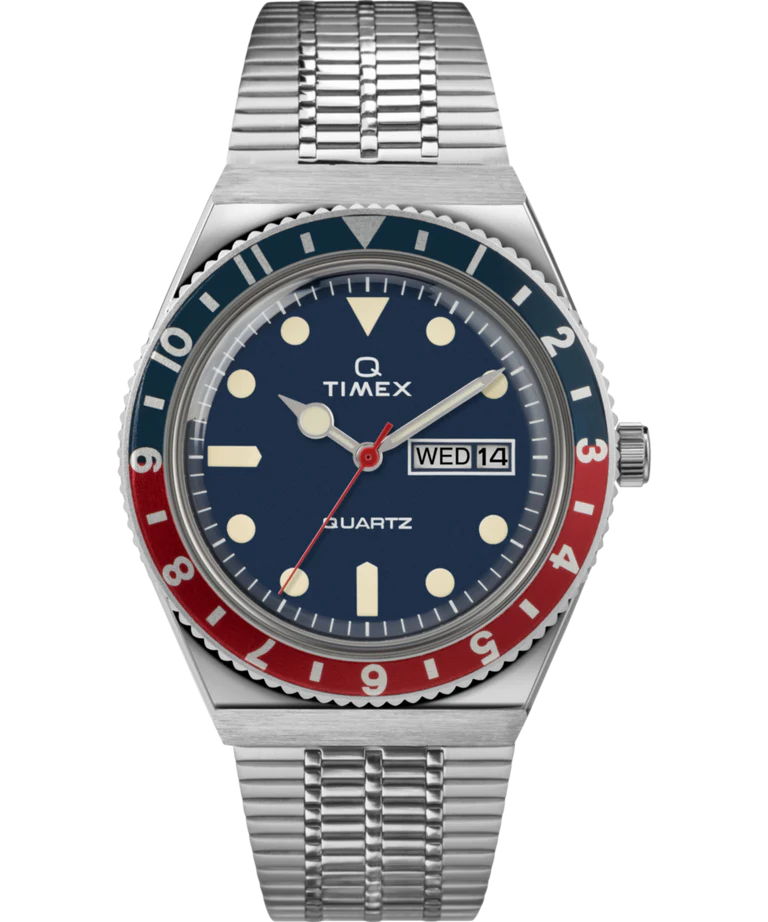Q Timex Reissue 38mm Stainless Steel Bracelet Watch - Timex Pepsi Diver