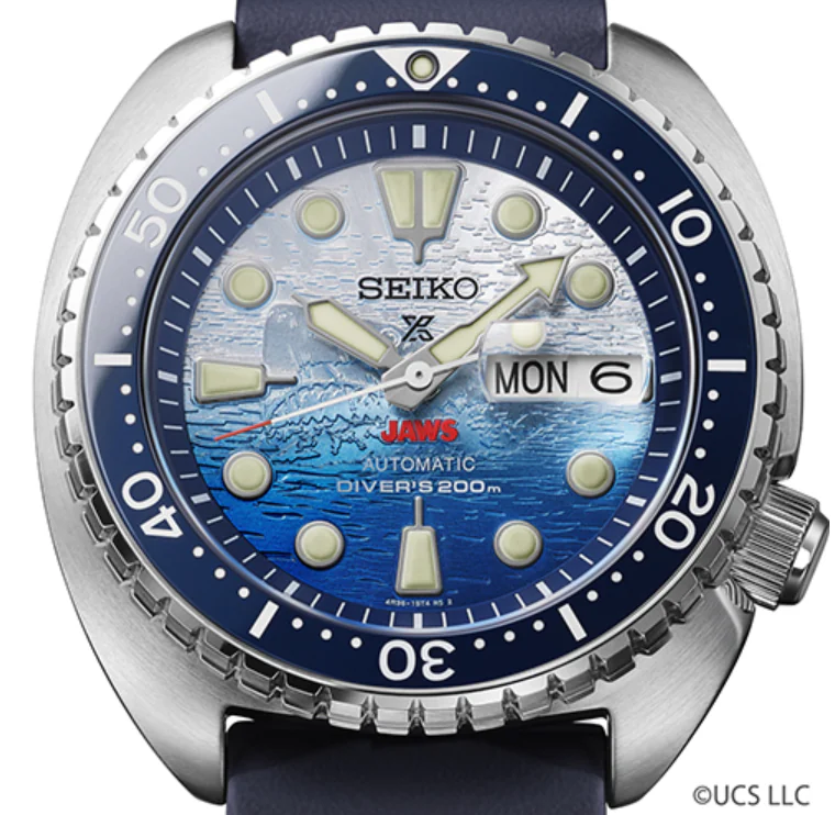Seiko SBDY137 “Jaws” closeup of the dial
