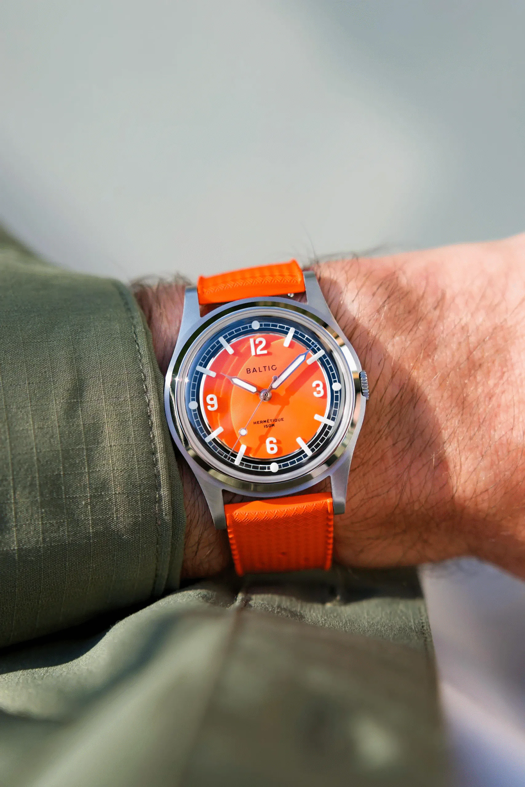 Baltic Hermétique Summer Orange on the wrist