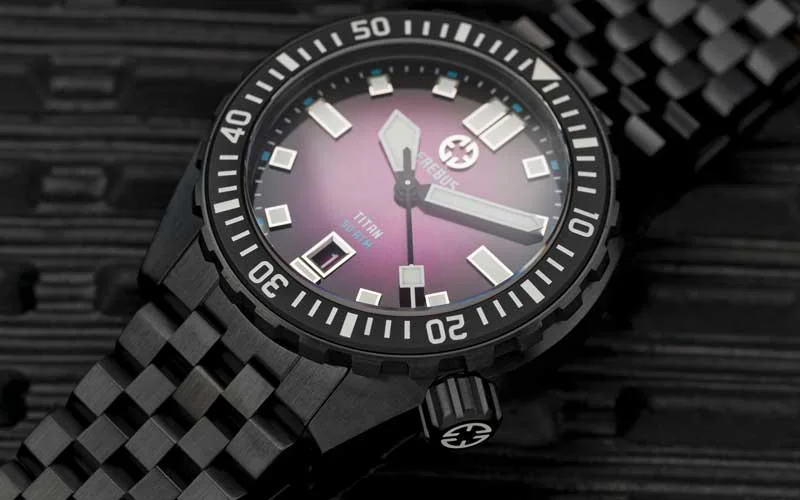 Erebus Titan Purple Fumé with purple fumé dial and full PVD black case