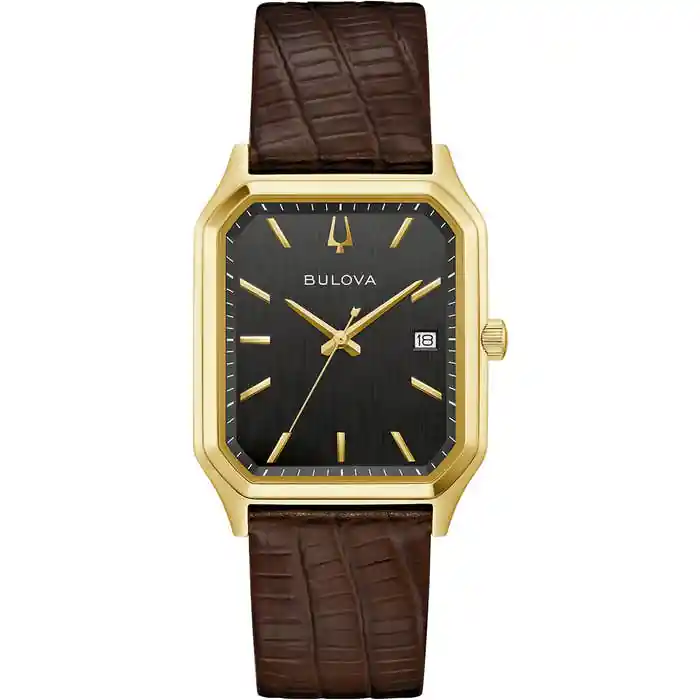 Bulova Tony Bennett collection 97B235 – Gold-tone with Brown Leather Strap
