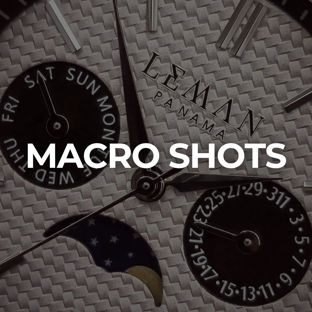 Macro photo of Leman Panama watch dial showing texture and subdials — detailed watch close-up