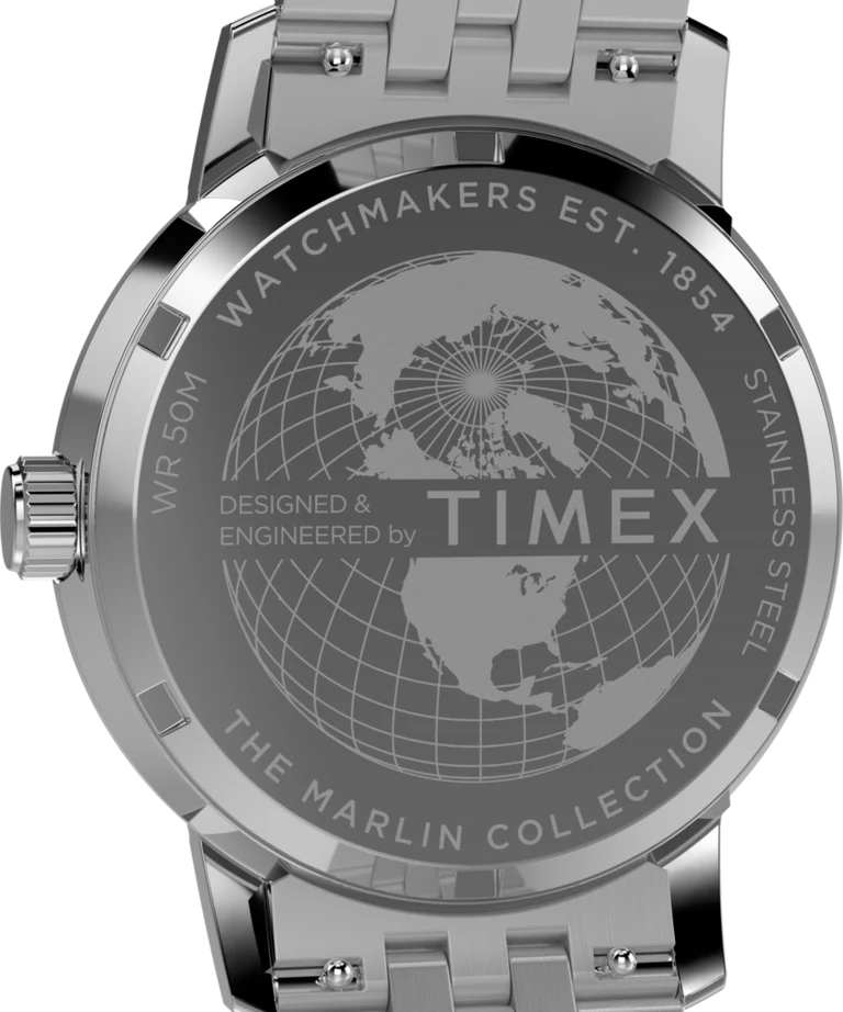 Timex Marlin Quartz GMT 40mm Stainless Steel Bracelet Watch caseback