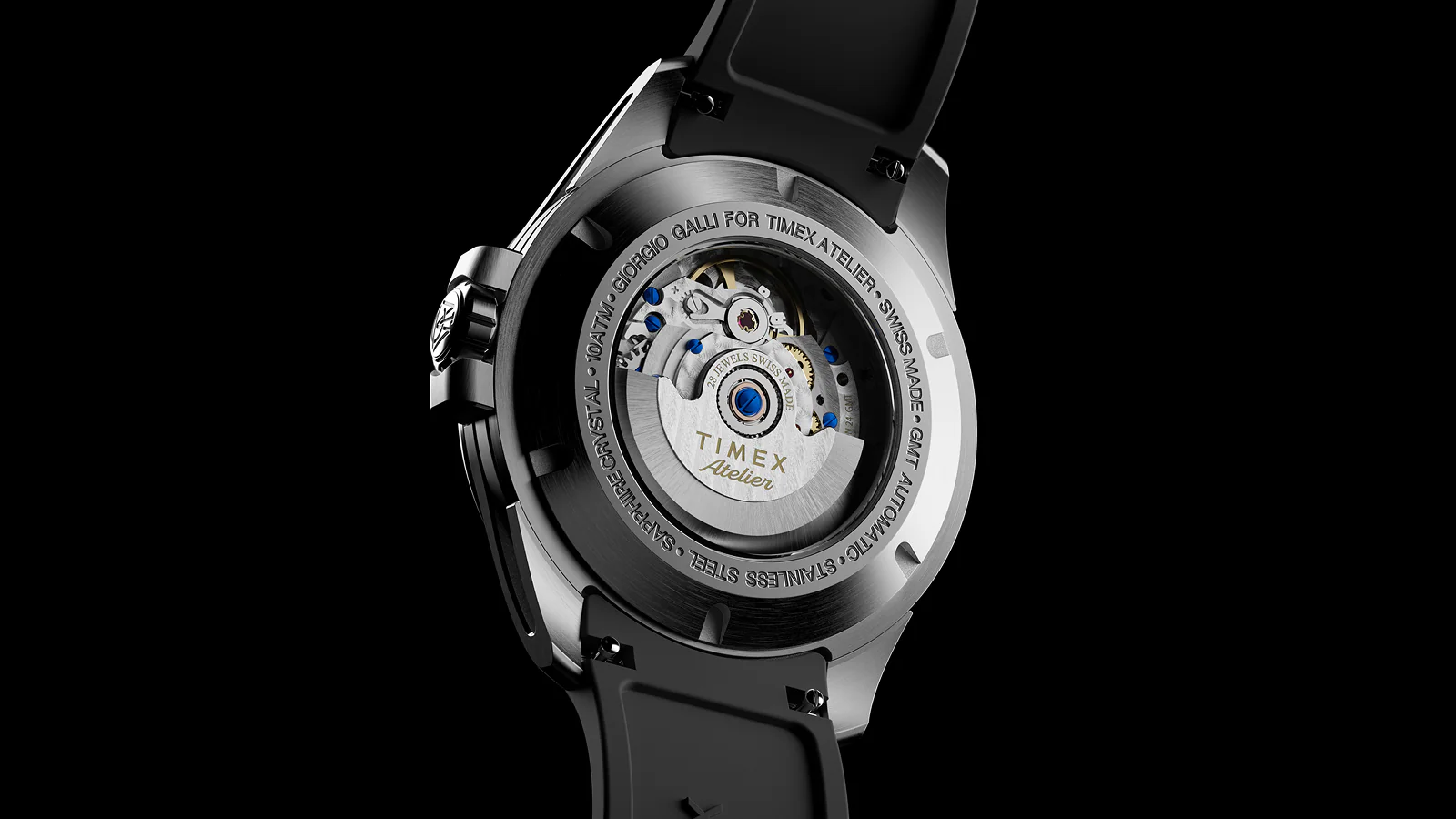 Inside beats a Swiss-made automatic GMT movement, the Landeron 24, which provides a power reserve of around 40 hours.